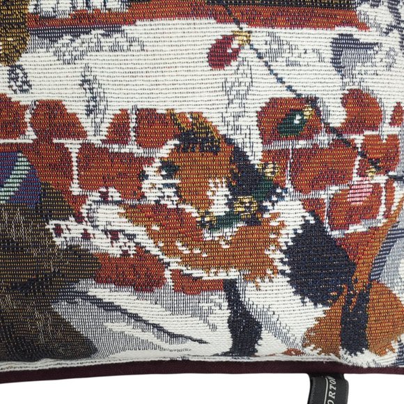 VTG Christmas Dog & Cat Pillow Tapestry Chimney Santa Reindeer Snow Puppy Kitten - Picture 4 of 7